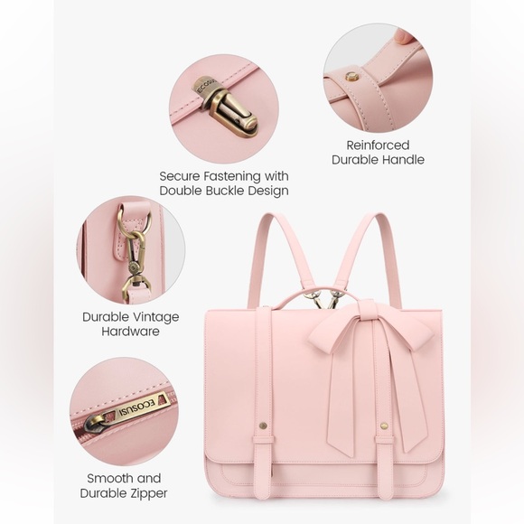 ECOSUSI pink multi-way bow bag - Picture 4 of 9